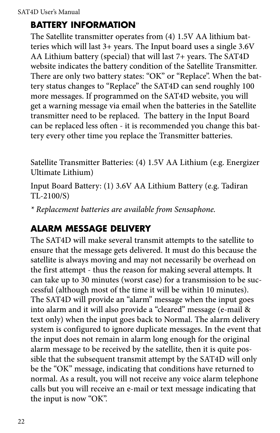 Voice status report | Sensaphone SAT4D User Manual | Page 22 / 32