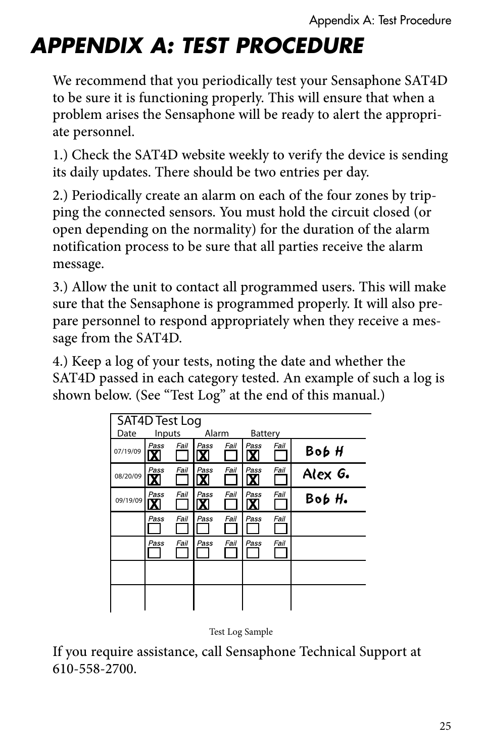 Appendix a: test procedure | Sensaphone SAT4D User Manual | Page 25 / 32
