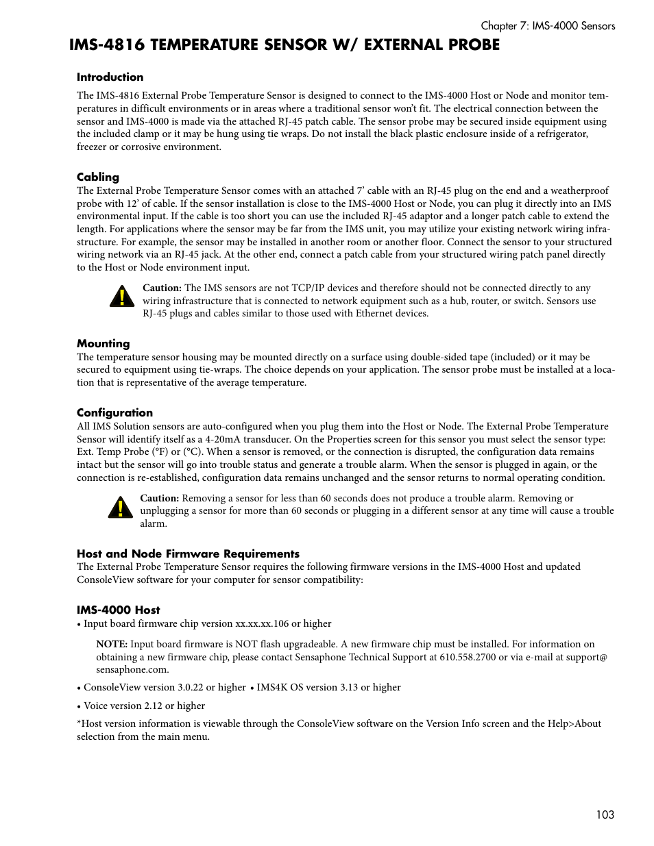 Ims-4816 temperature sensor w/ external probe | Sensaphone IMS-4000 Users manual User Manual | Page 105 / 142