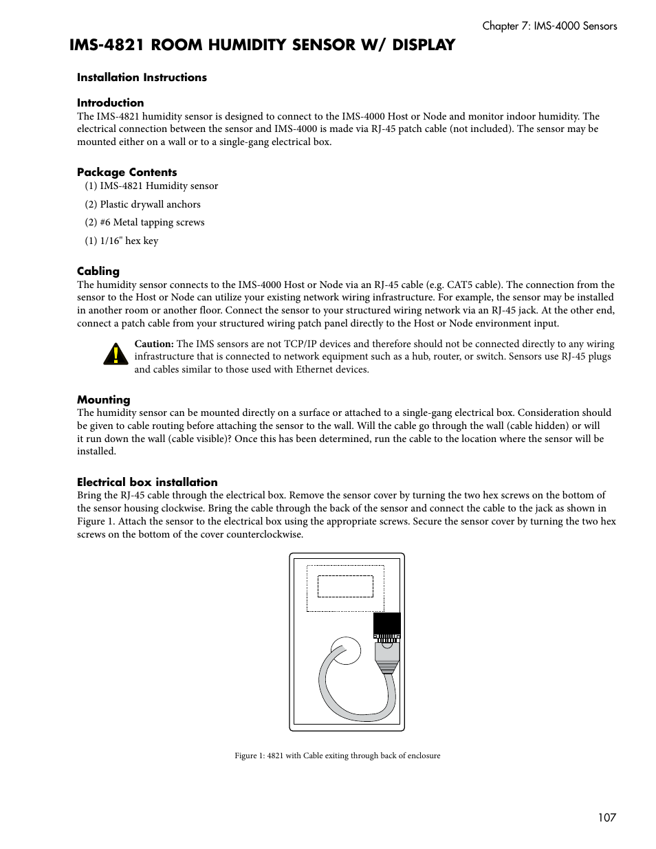 Ims-4821 room humidity sensor w/ display | Sensaphone IMS-4000 Users manual User Manual | Page 109 / 142