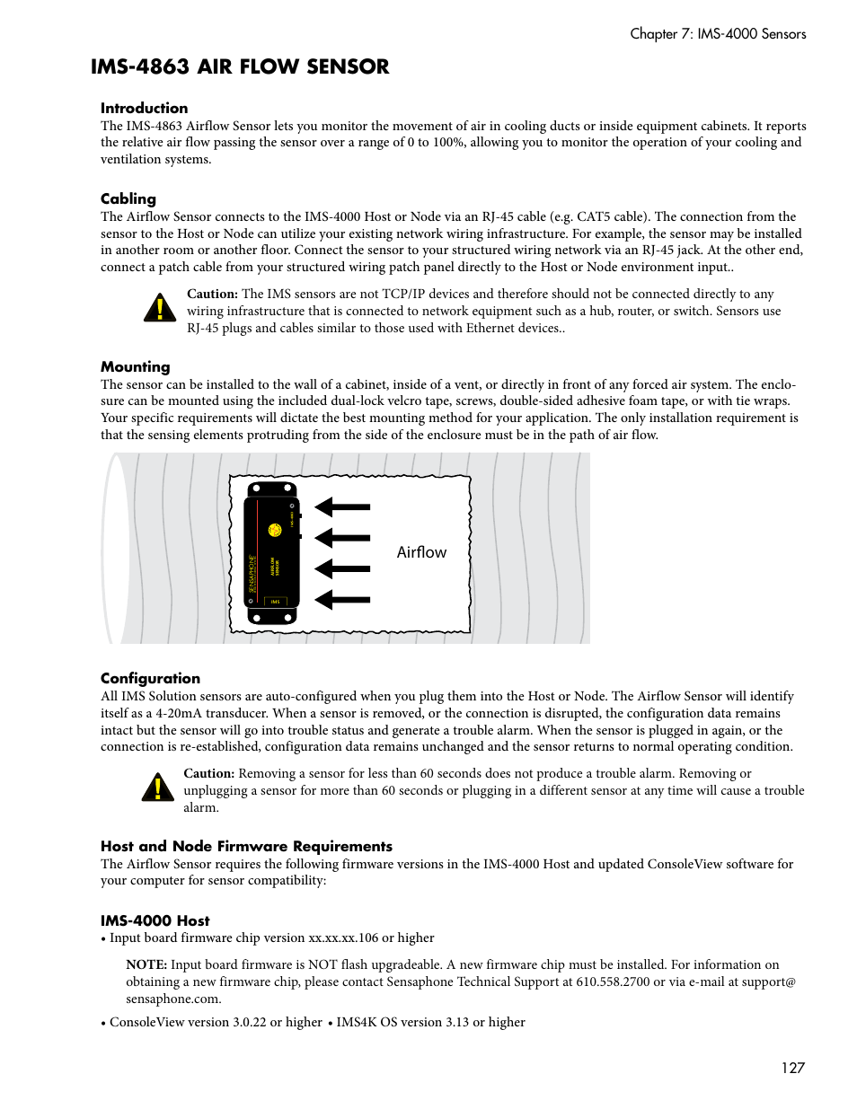 Ims-4863 air flow sensor, Airflow | Sensaphone IMS-4000 Users manual User Manual | Page 129 / 142