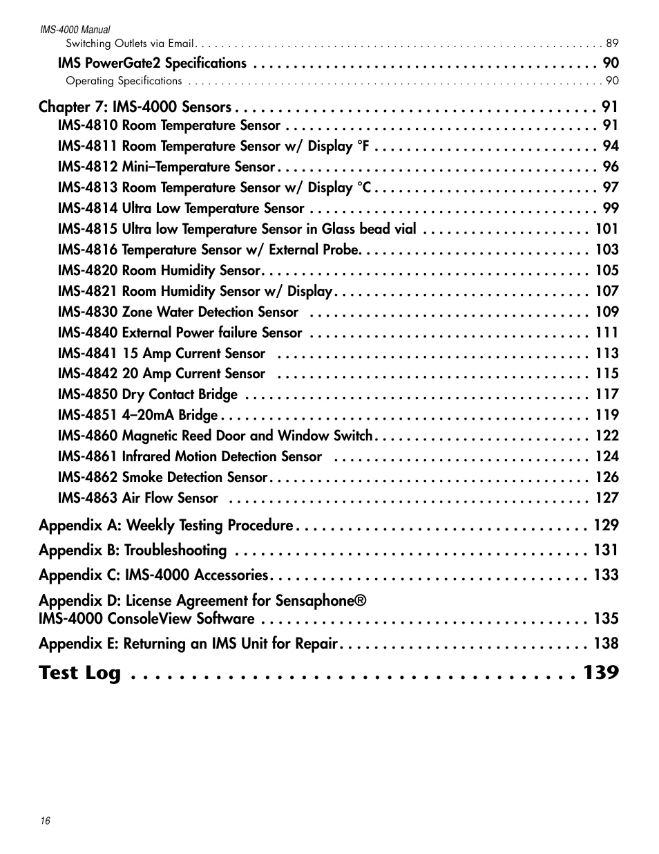 Test log | Sensaphone IMS-4000 Users manual User Manual | Page 18 / 142