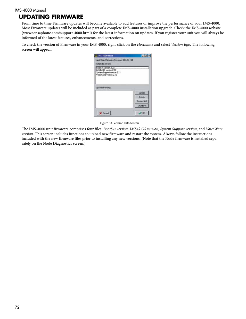 Updating firmware | Sensaphone IMS-4000 Users manual User Manual | Page 74 / 142