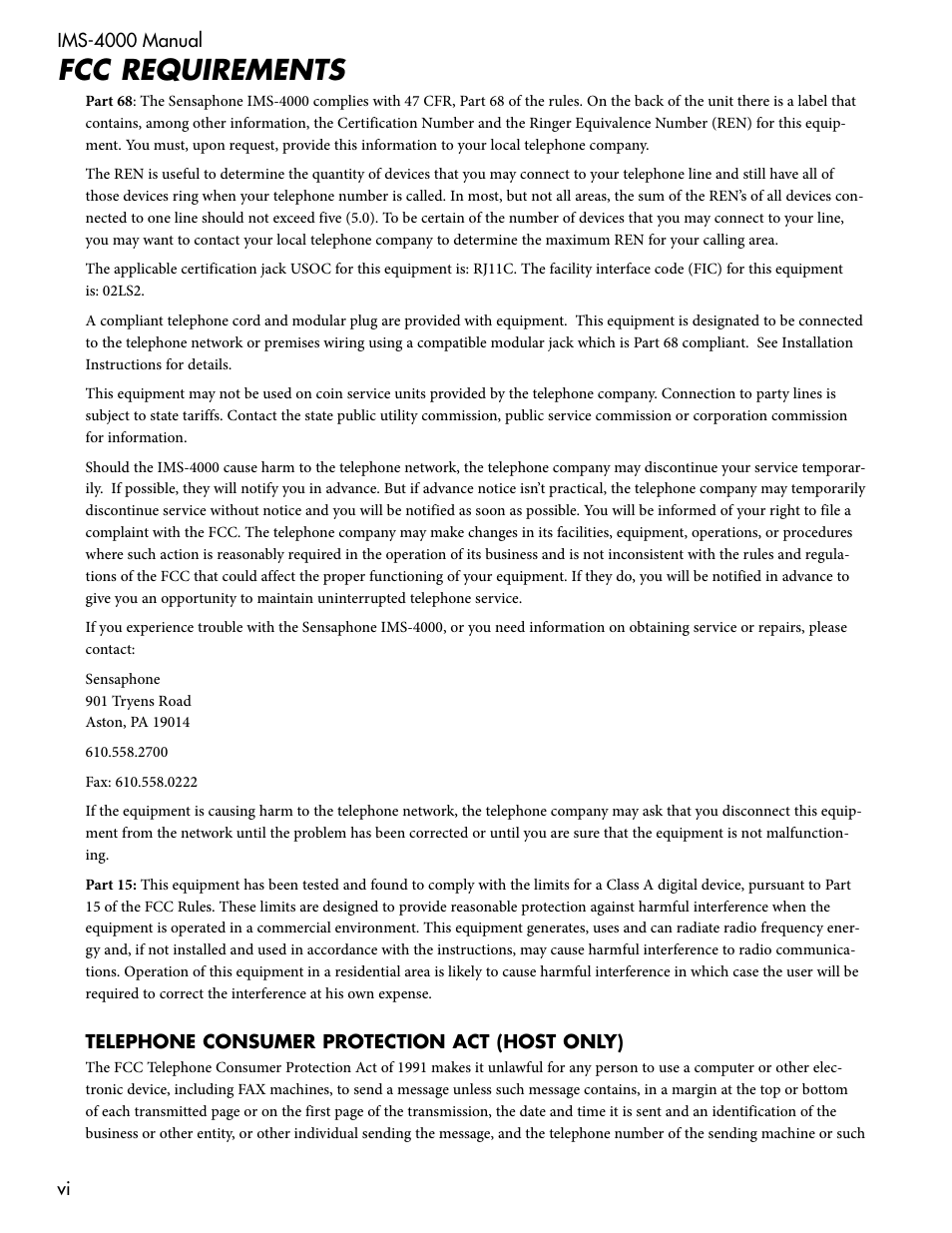 Fcc requirements | Sensaphone IMS-4000 Users manual User Manual | Page 8 / 142