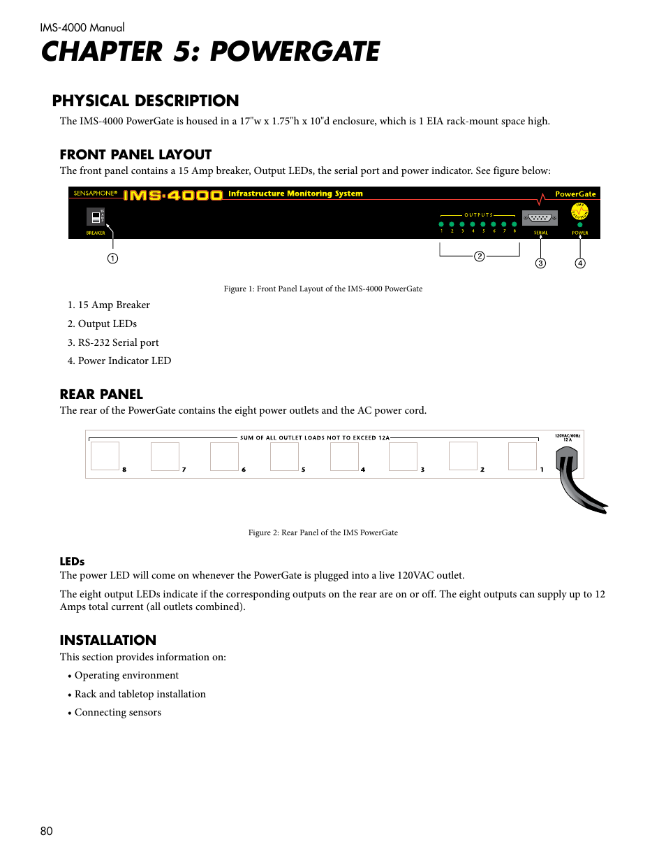 Chapter 5: powergate, Physical description | Sensaphone IMS-4000 Users manual User Manual | Page 82 / 142