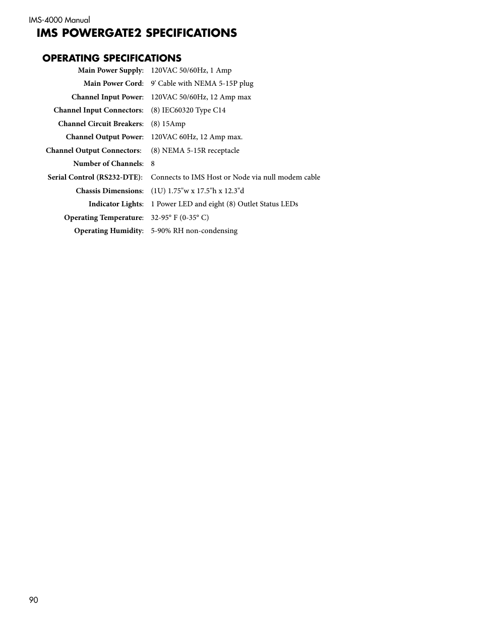 Ims powergate2 specifications | Sensaphone IMS-4000 Users manual User Manual | Page 92 / 142