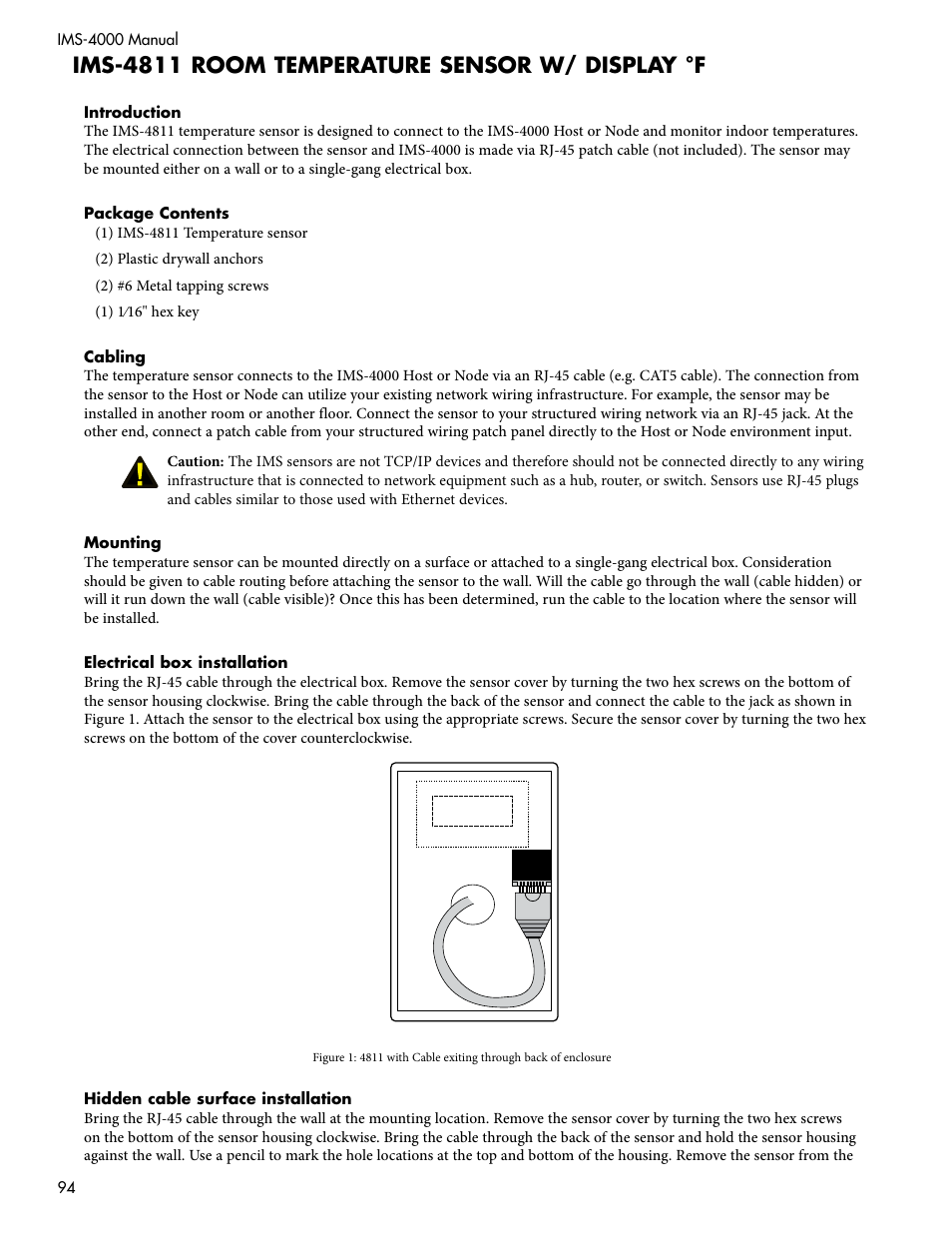 Ims-4811 room temperature sensor w/ display °f | Sensaphone IMS-4000 Users manual User Manual | Page 96 / 142