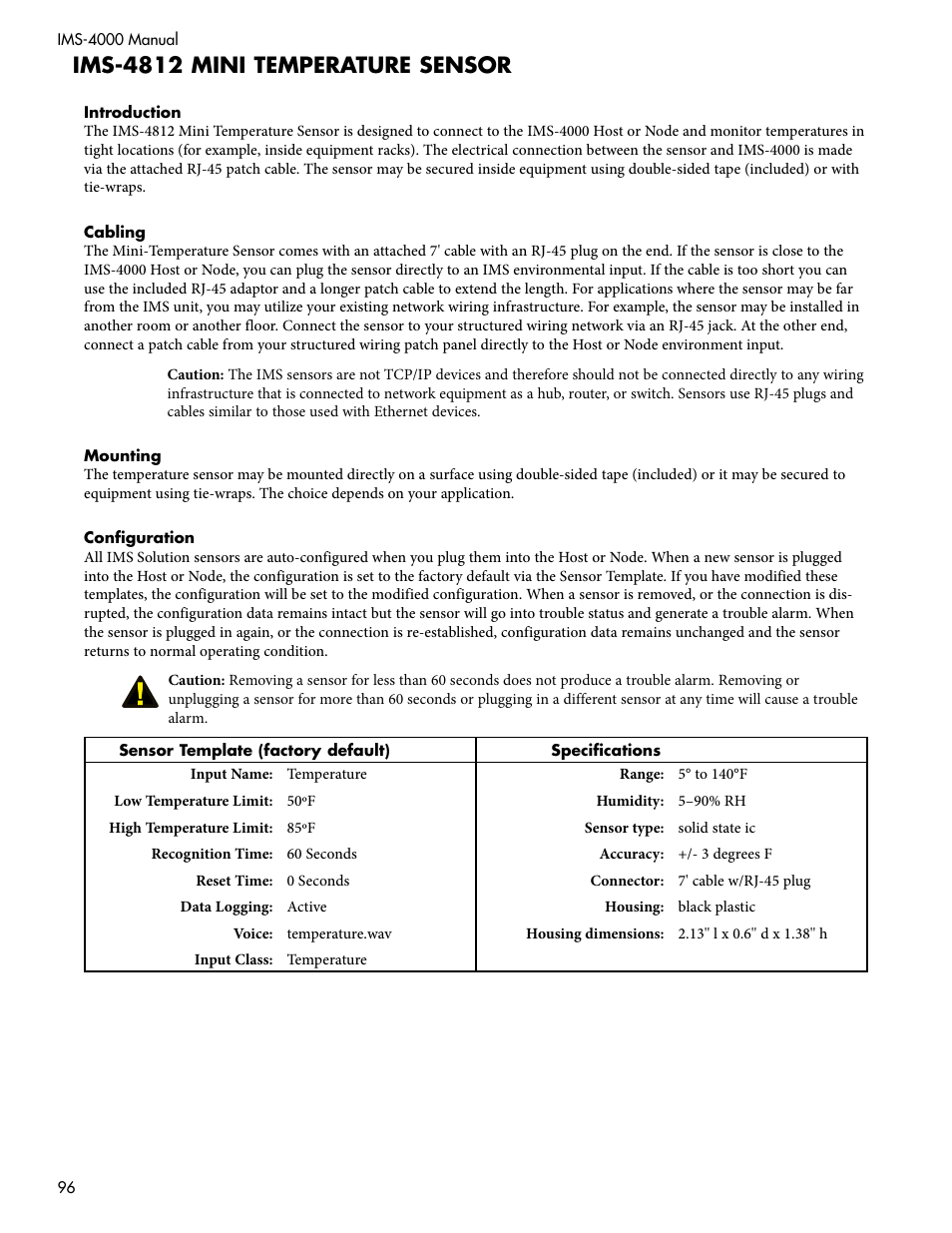 Ims-4812 mini temperature sensor | Sensaphone IMS-4000 Users manual User Manual | Page 98 / 142