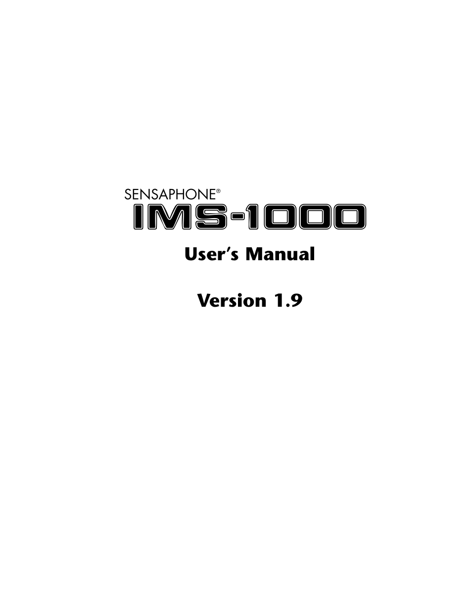 Sensaphone IMS-1000 Users manual User Manual | 114 pages