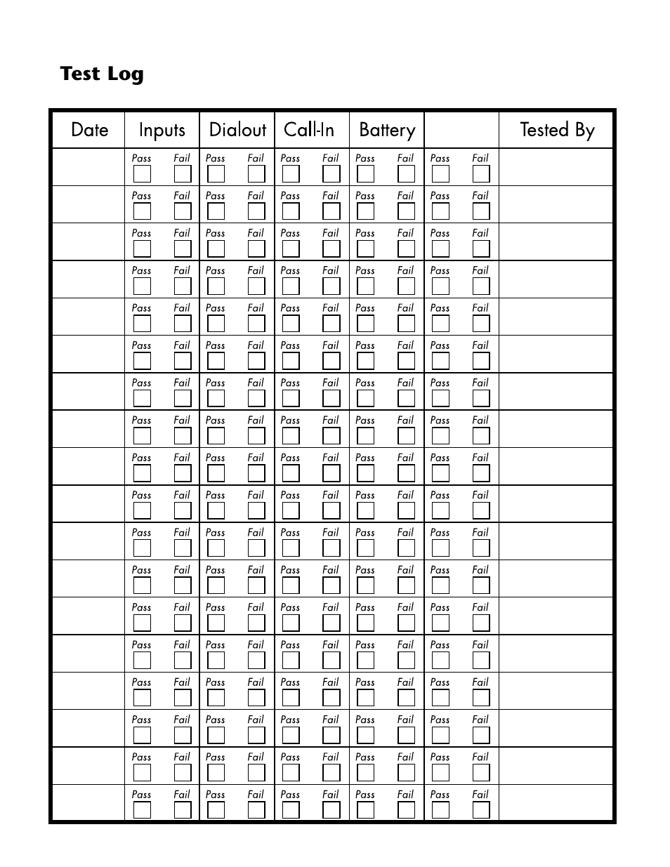 Test log | Sensaphone IMS-1000 Users manual User Manual | Page 113 / 114