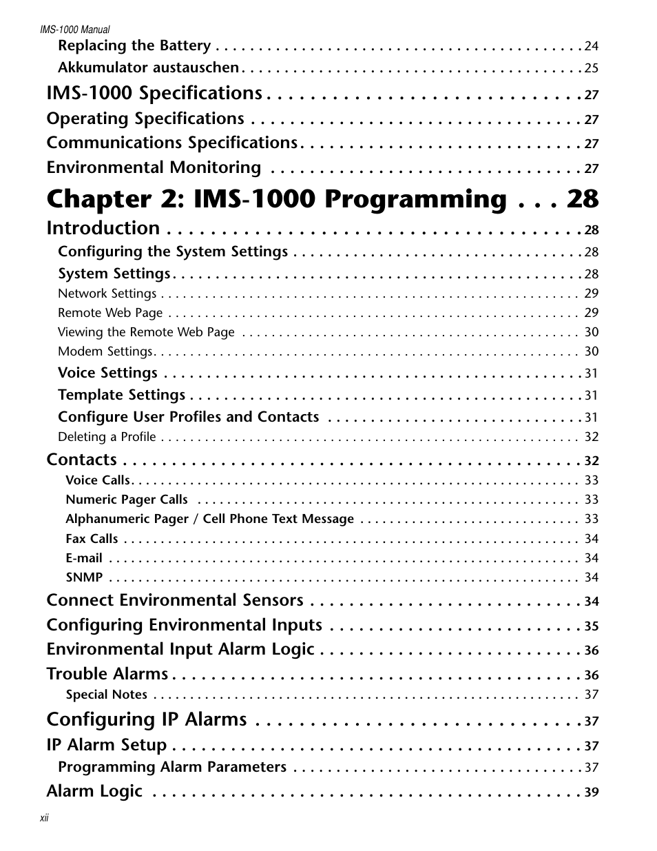 Ims-1000 specifications, Introduction, Configuring ip alarms | Sensaphone IMS-1000 Users manual User Manual | Page 12 / 114