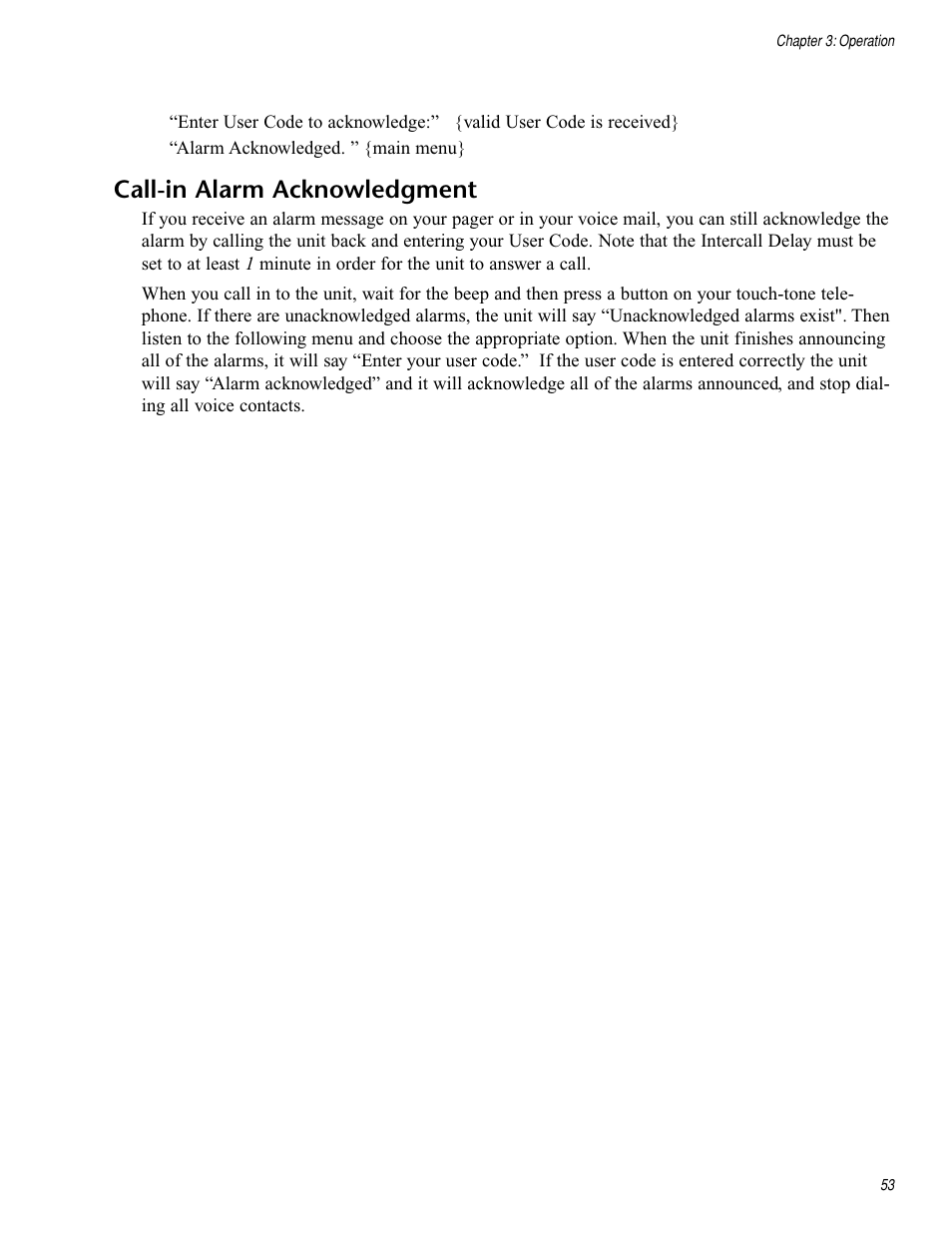 Call-in alarm acknowledgment | Sensaphone IMS-1000 Users manual User Manual | Page 53 / 114