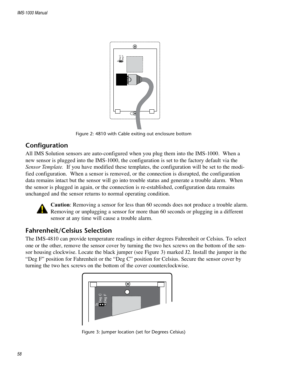 Configuration, Fahrenheit/celsius selection | Sensaphone IMS-1000 Users manual User Manual | Page 58 / 114