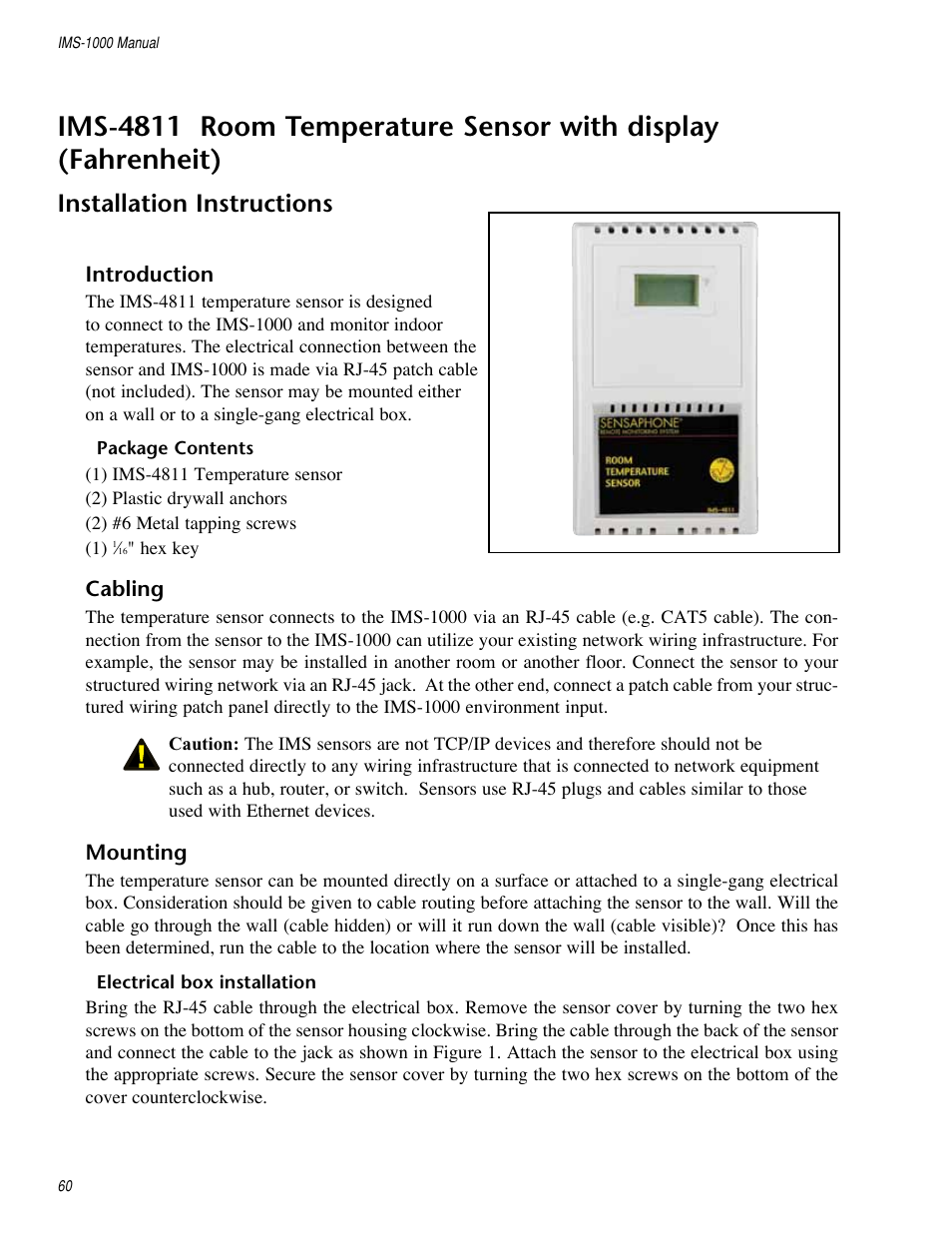 Installation instructions | Sensaphone IMS-1000 Users manual User Manual | Page 60 / 114