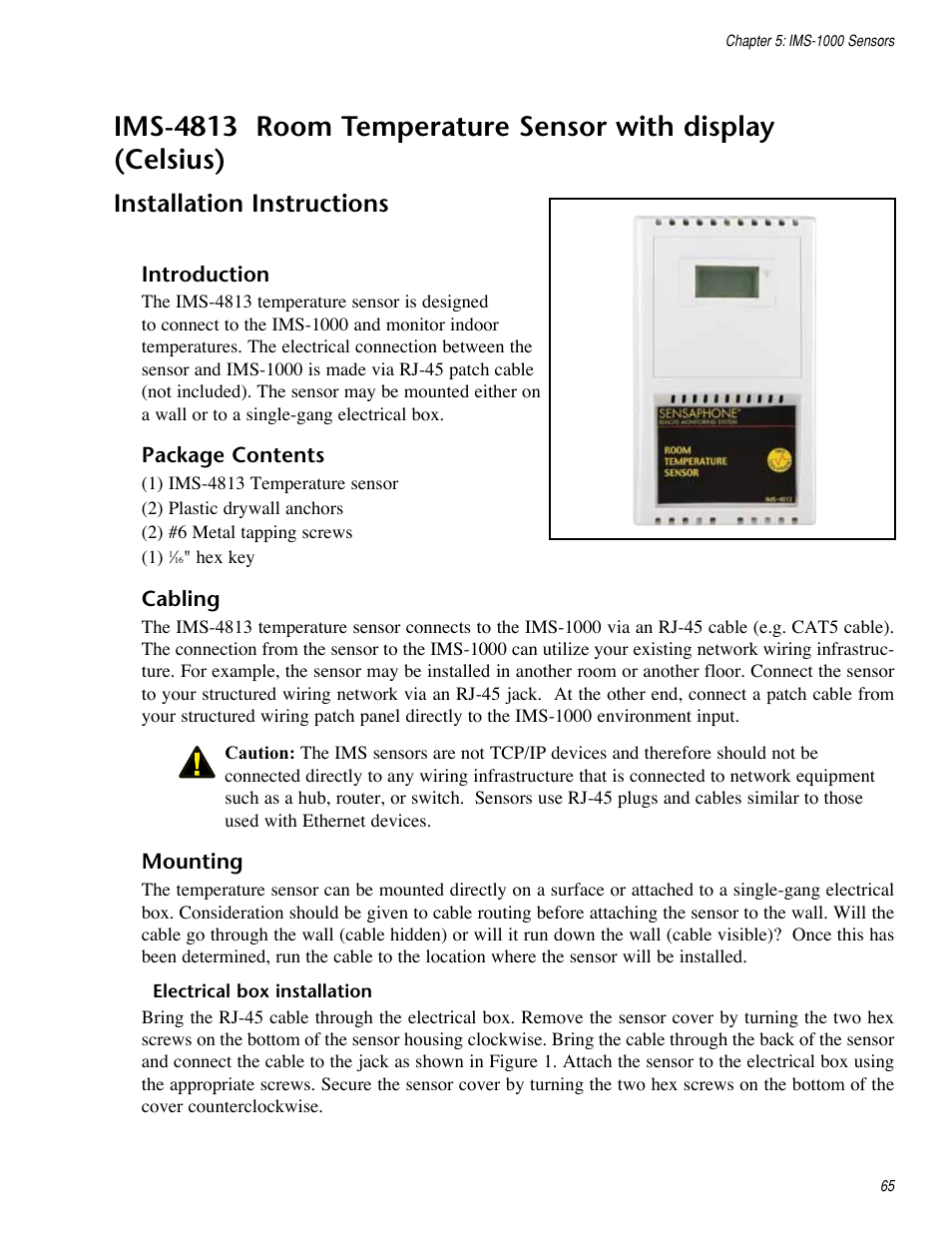 Installation instructions | Sensaphone IMS-1000 Users manual User Manual | Page 65 / 114