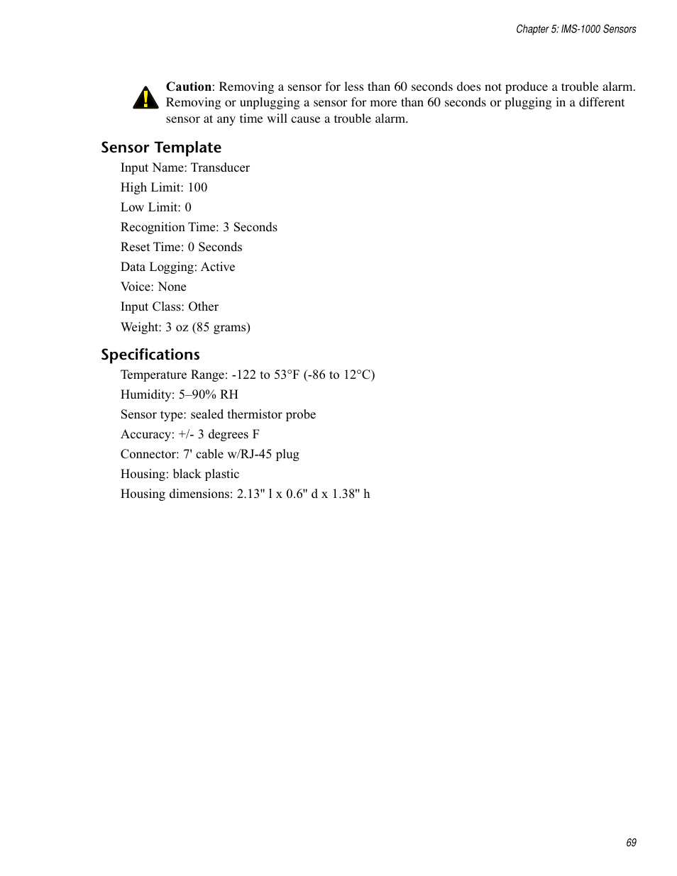 Ims-4820 room humidity sensor | Sensaphone IMS-1000 Users manual User Manual | Page 69 / 114