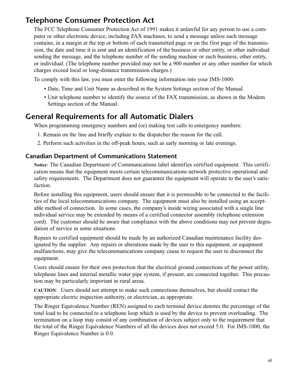 Telephone consumer protection act, General requirements for all automatic dialers | Sensaphone IMS-1000 Users manual User Manual | Page 7 / 114