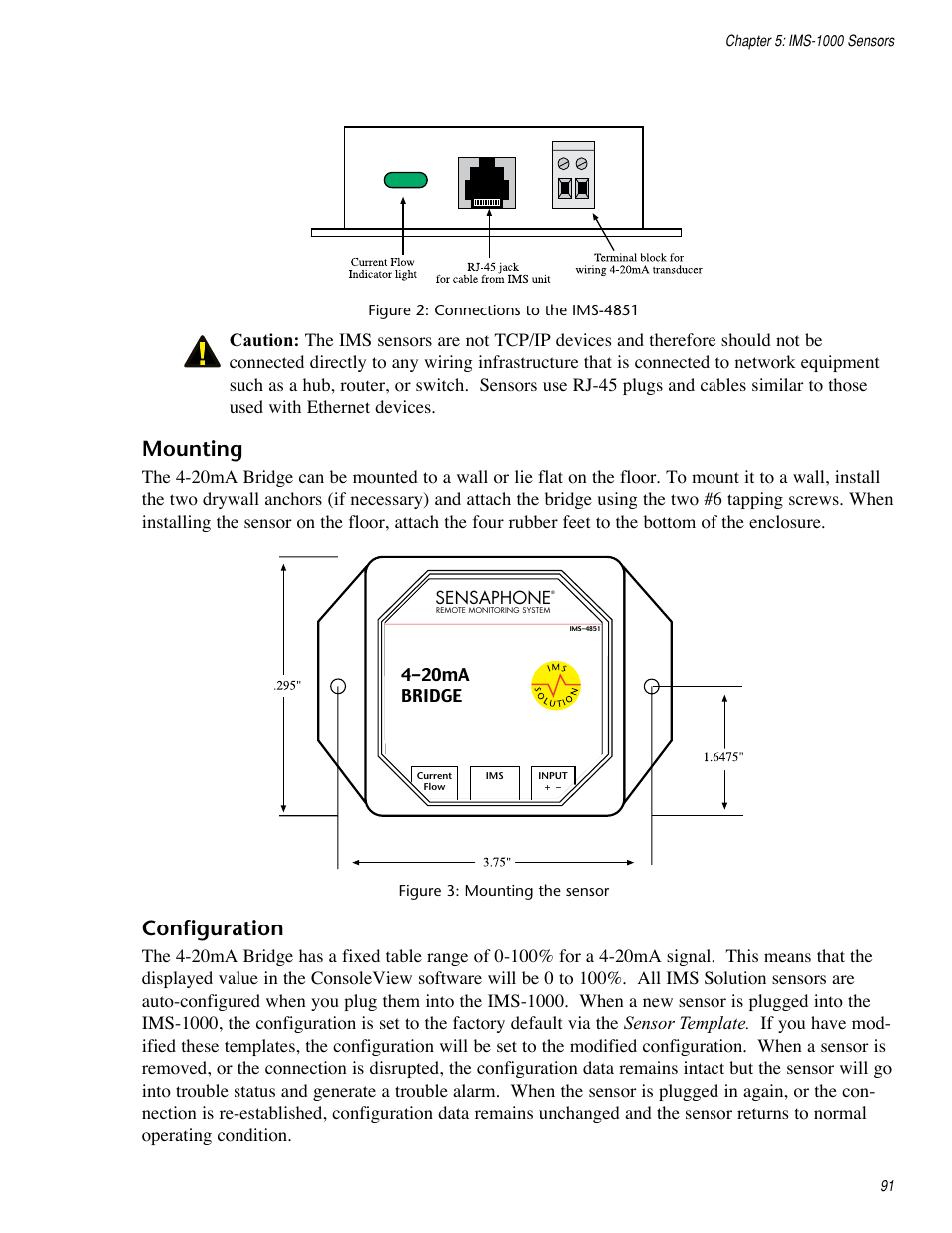 Mounting, Configuration, 20ma bridge | Sensaphone | Sensaphone IMS-1000 Users manual User Manual | Page 91 / 114