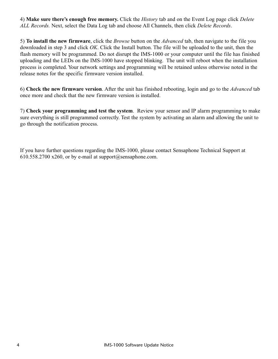 Sensaphone IMS-1000 Upgrade instructions User Manual | Page 4 / 4