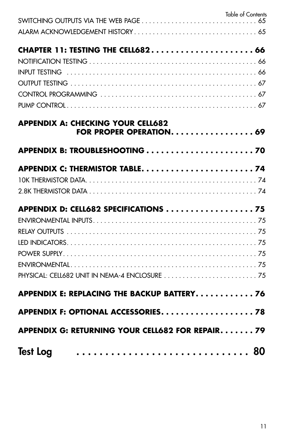 Test log | Sensaphone CELL682 User Manual | Page 13 / 88
