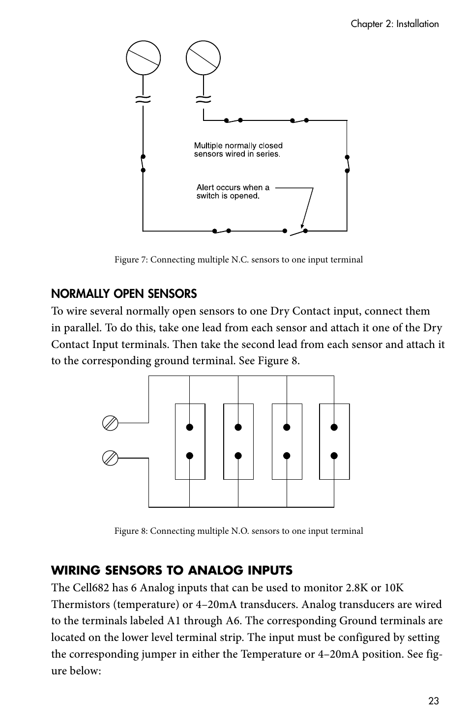 Wiring sensors to analog inputs | Sensaphone CELL682 User Manual | Page 25 / 88