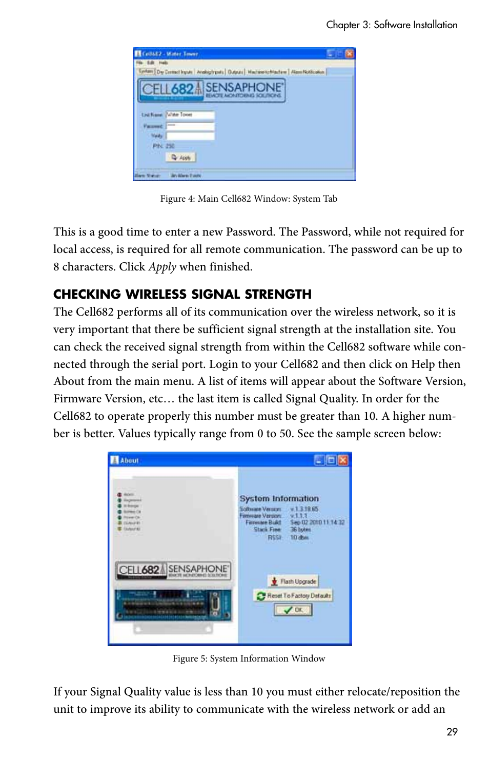 Checking wireless signal strength | Sensaphone CELL682 User Manual | Page 31 / 88