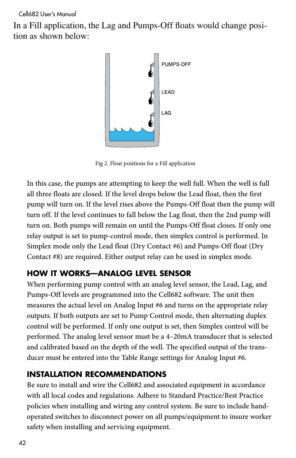 How it works—analog level sensor, Installation recommendations | Sensaphone CELL682 User Manual | Page 44 / 88