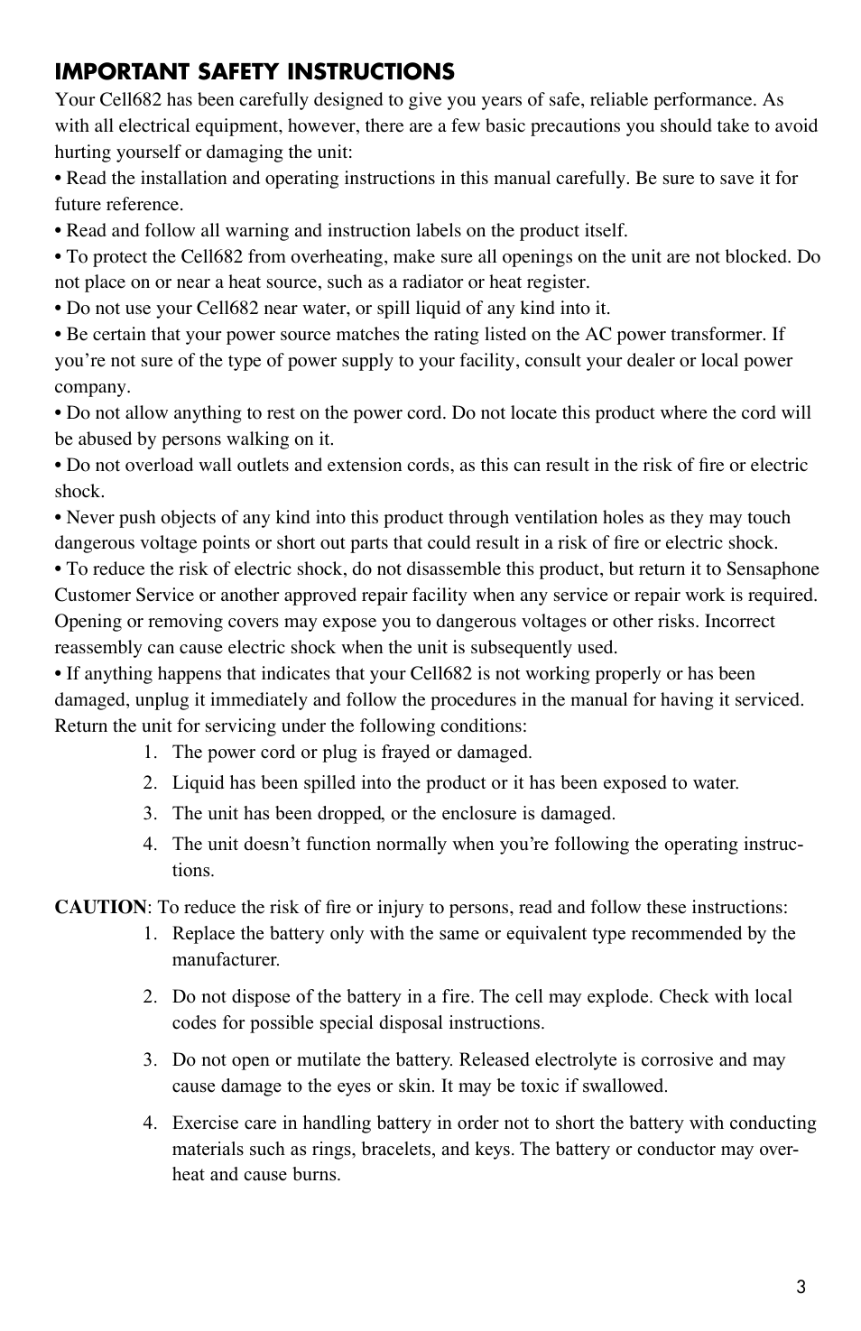 Important safety instructions | Sensaphone CELL682 User Manual | Page 5 / 88