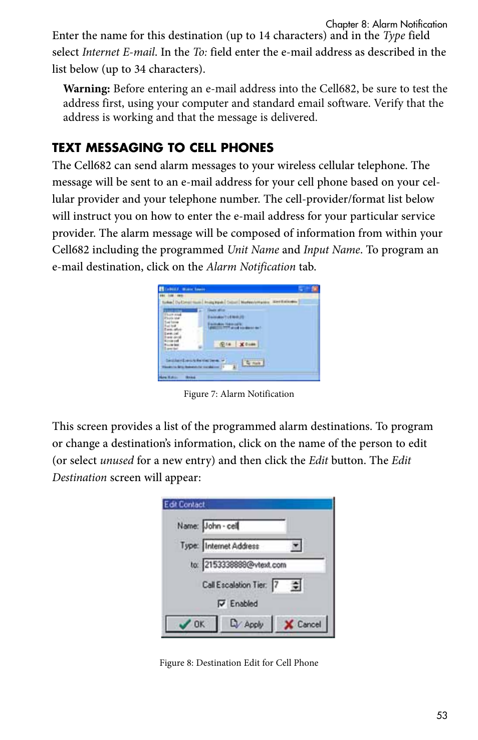 Text messaging to cell phones | Sensaphone CELL682 User Manual | Page 55 / 88