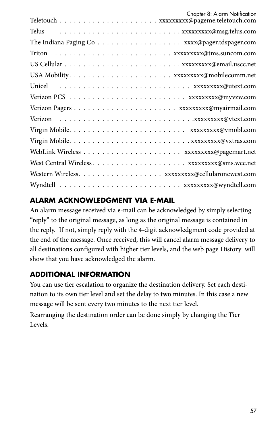 Alarm acknowledgment via e-mail, Additional information | Sensaphone CELL682 User Manual | Page 59 / 88