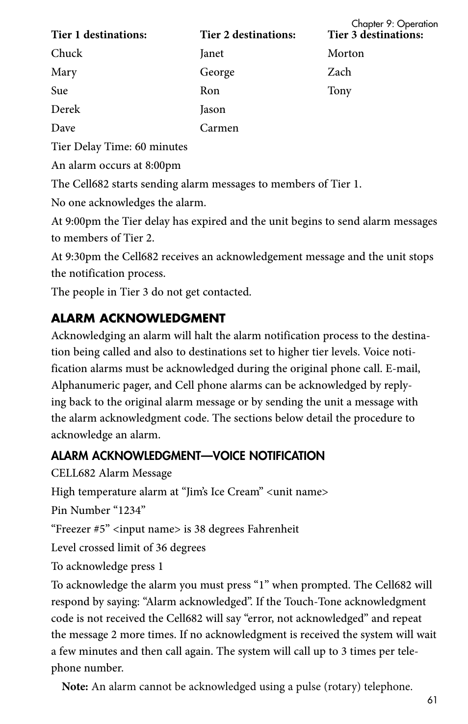 Alarm acknowledgment | Sensaphone CELL682 User Manual | Page 63 / 88