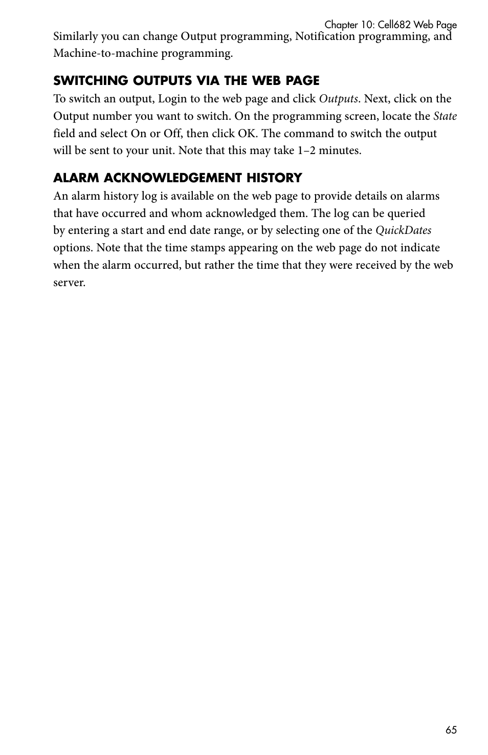 Alarm acknowledgement history | Sensaphone CELL682 User Manual | Page 67 / 88