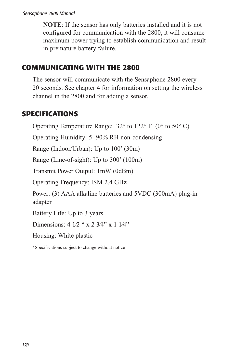 Sensaphone 2800 User Manual | Page 122 / 186