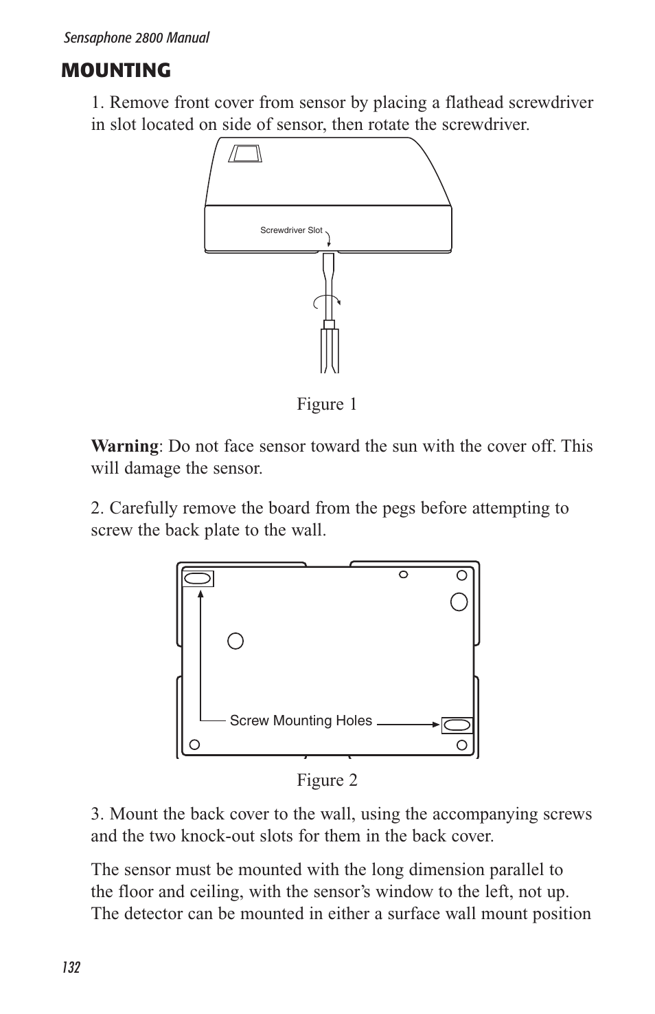 Mounting | Sensaphone 2800 User Manual | Page 134 / 186