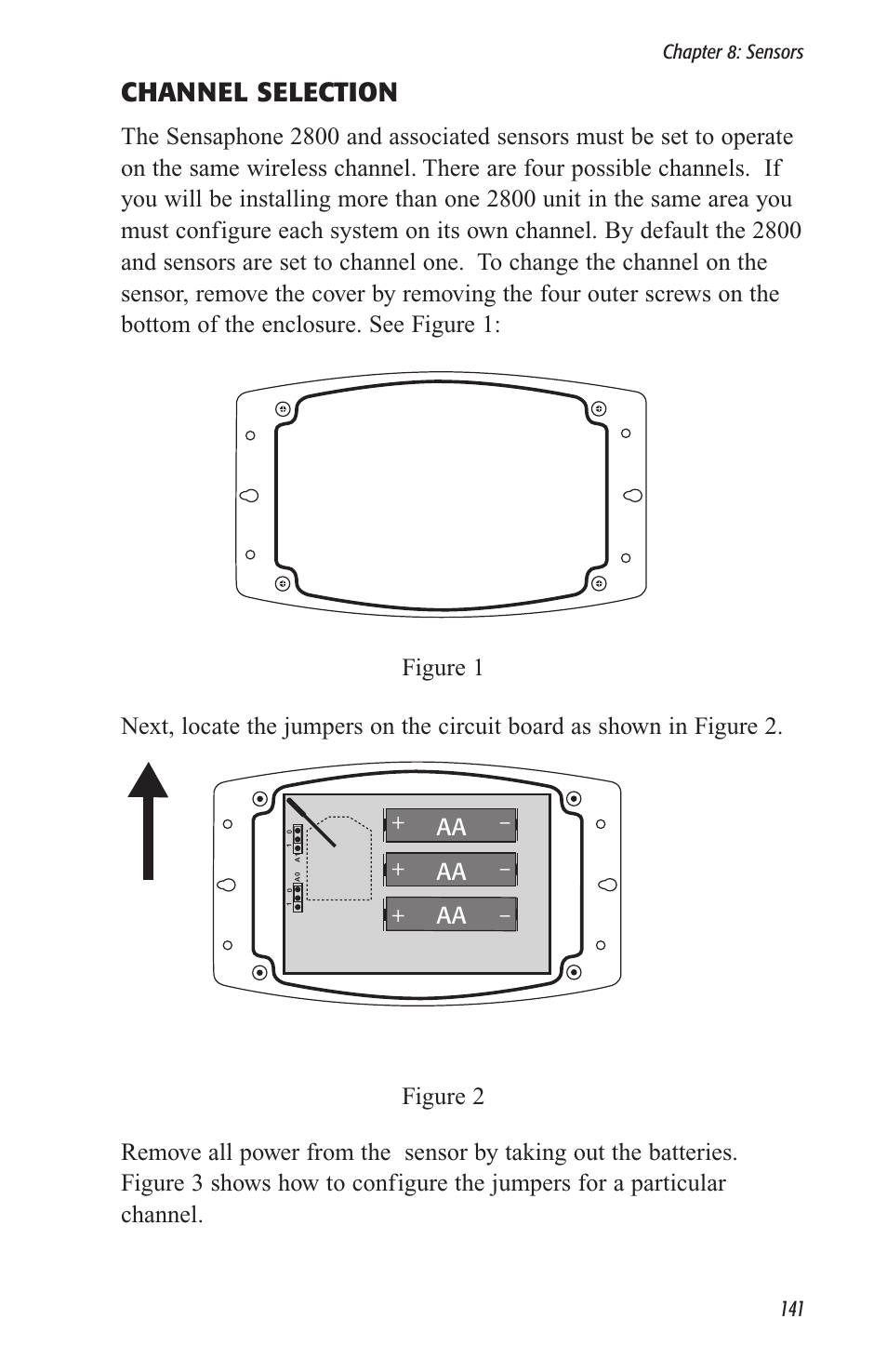 Channel selection, Aa aa aa | Sensaphone 2800 User Manual | Page 143 / 186