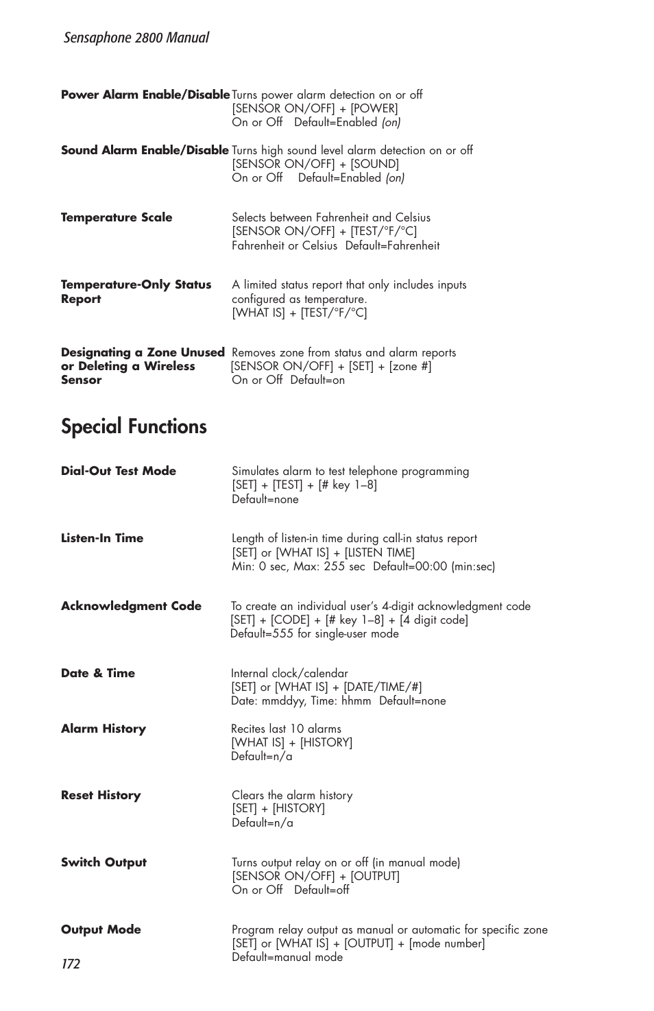 Special functions | Sensaphone 2800 User Manual | Page 174 / 186