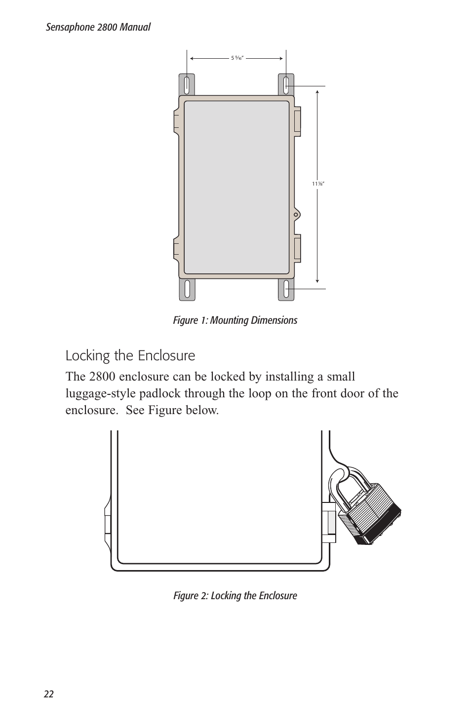 Locking the enclosure | Sensaphone 2800 User Manual | Page 24 / 186