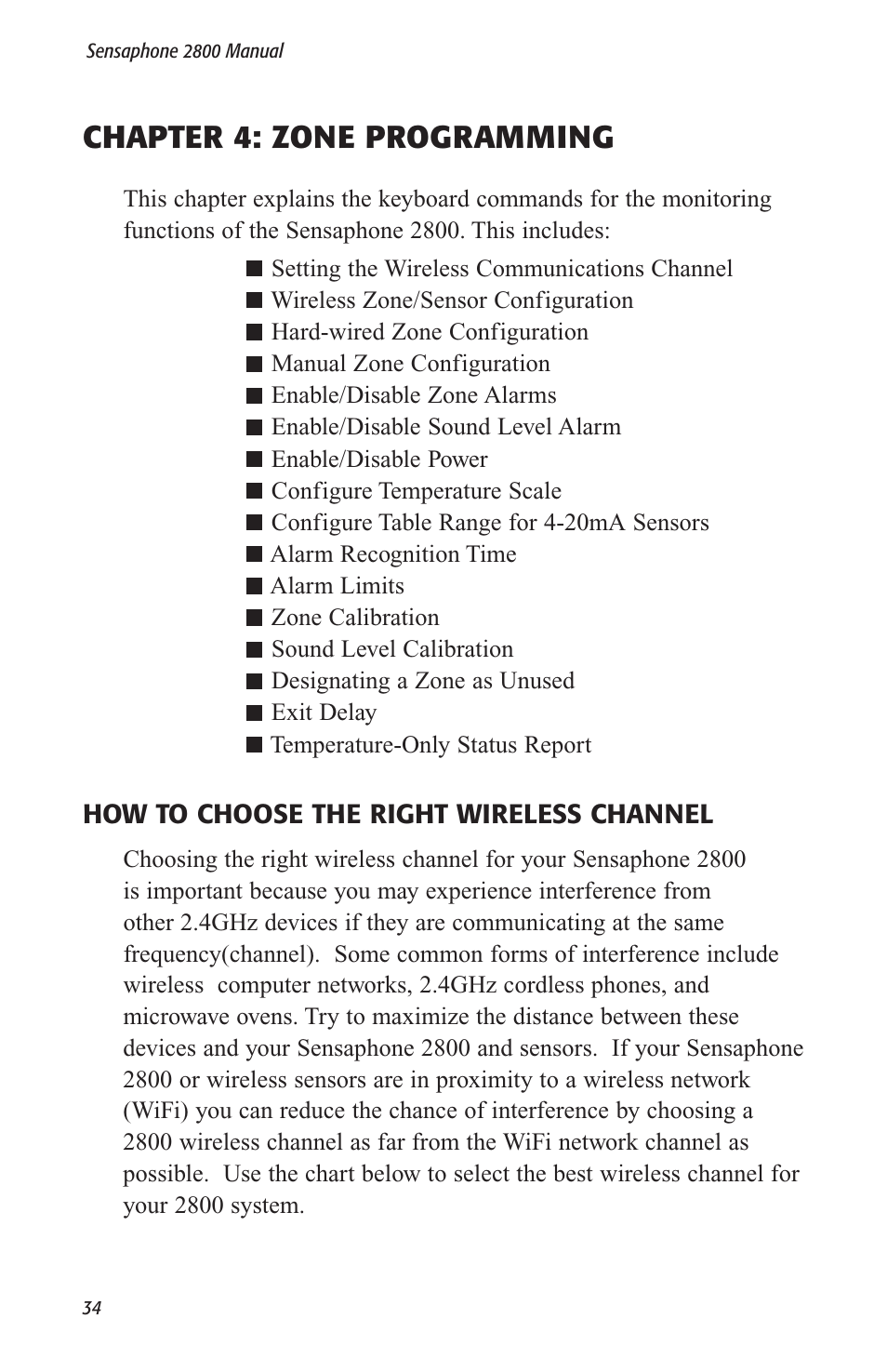 Chapter 4: zone programming | Sensaphone 2800 User Manual | Page 36 / 186