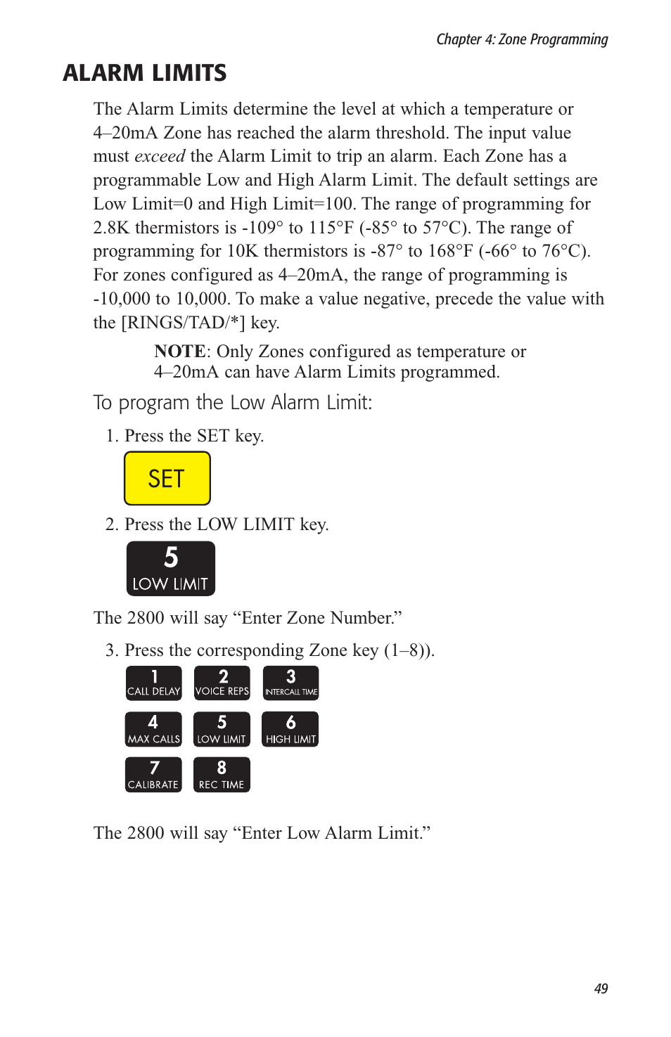 Alarm limits | Sensaphone 2800 User Manual | Page 51 / 186