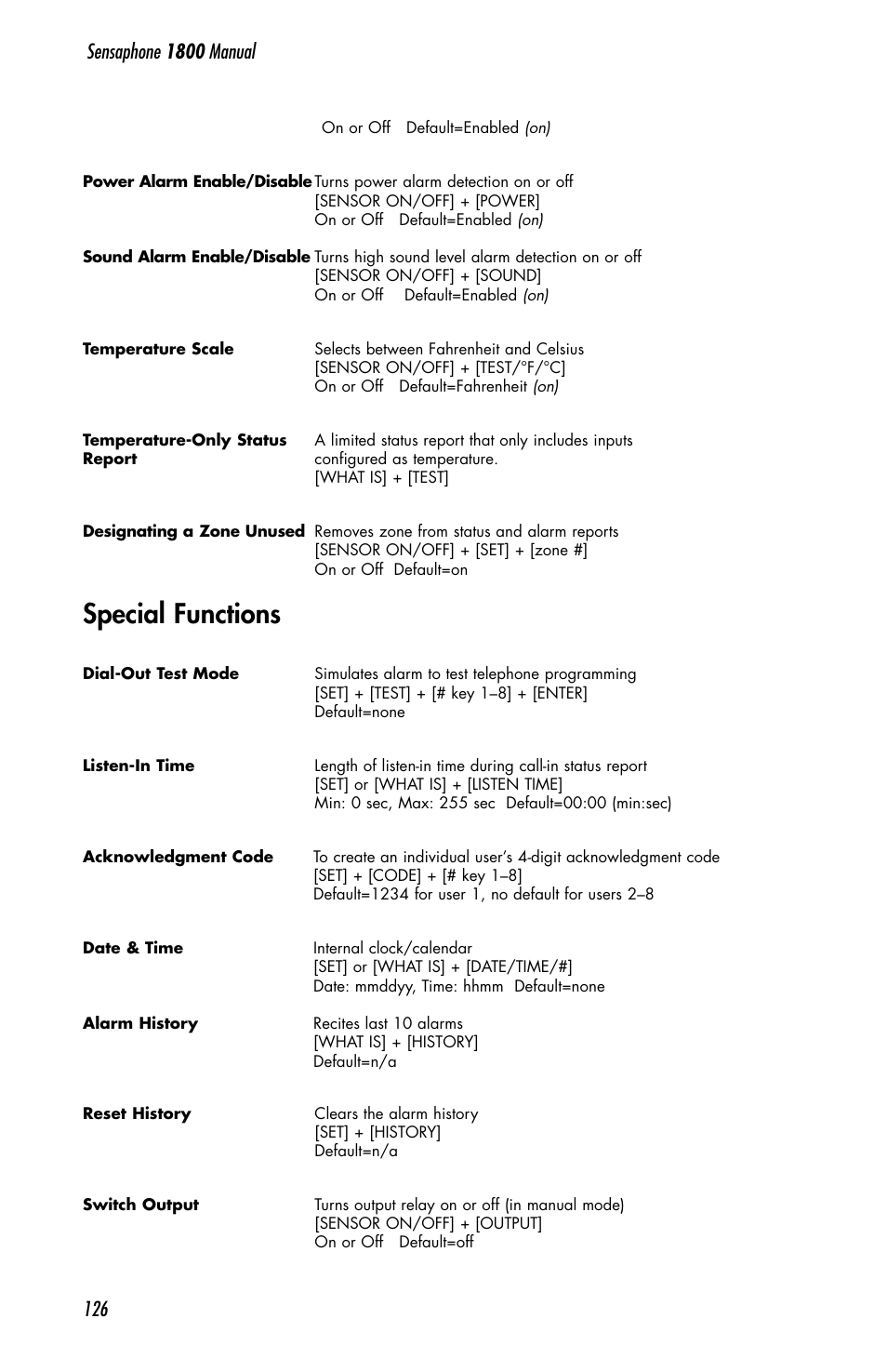 Special functions | Sensaphone 1800 User Manual | Page 128 / 133