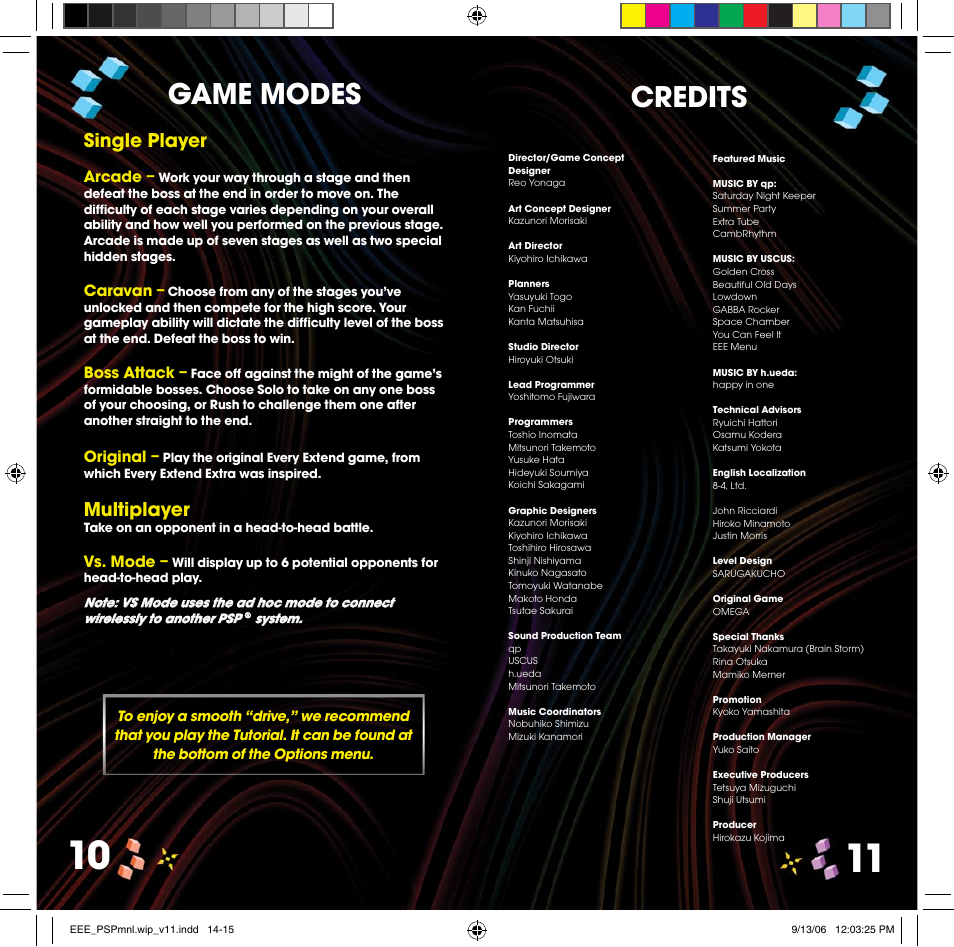 Game modes, Credits, Single player | Multiplayer | Disney Interactive Studios ULUS 10147 User Manual | Page 7 / 7