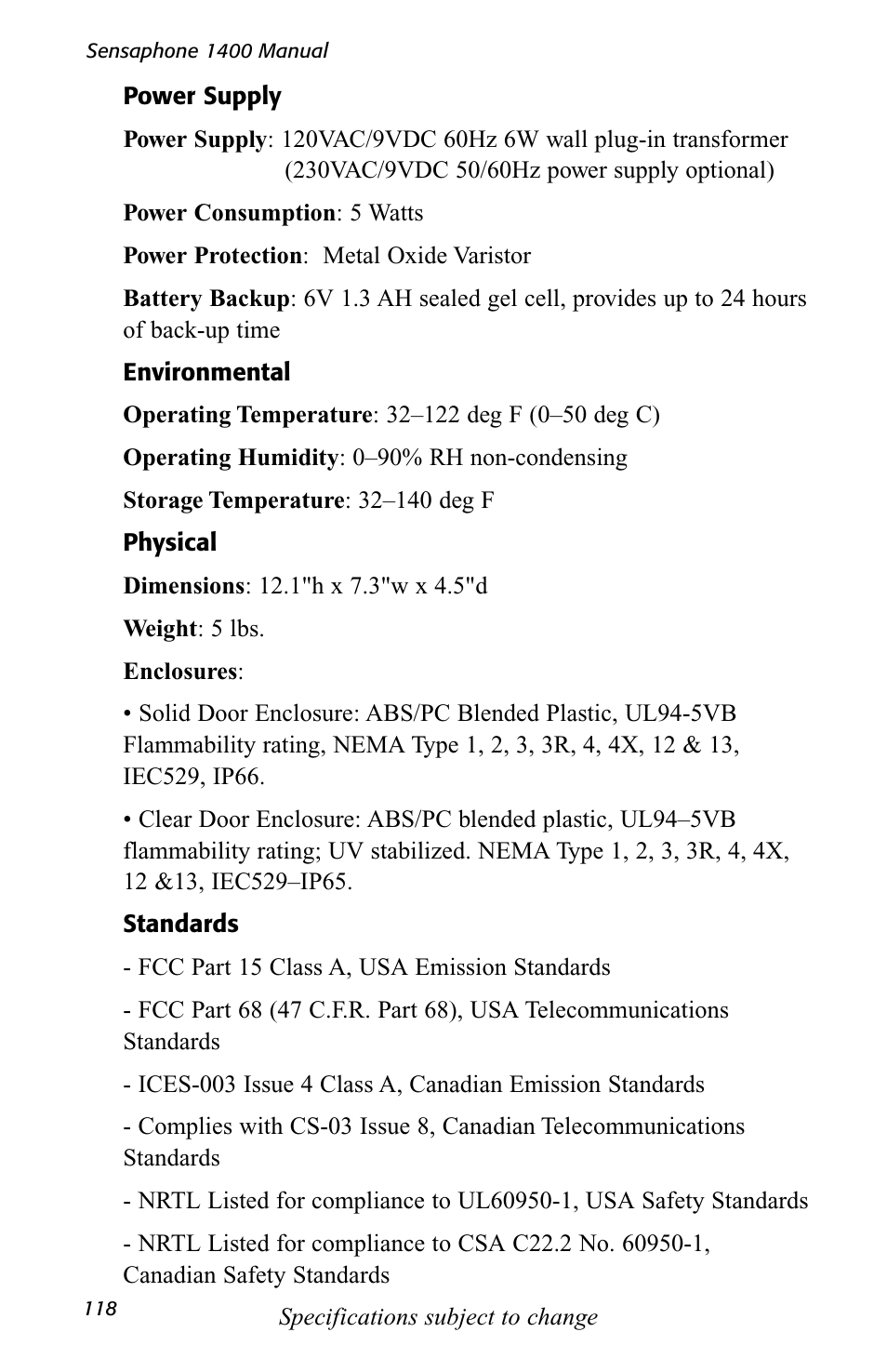 Sensaphone 1400 User Manual | Page 120 / 130