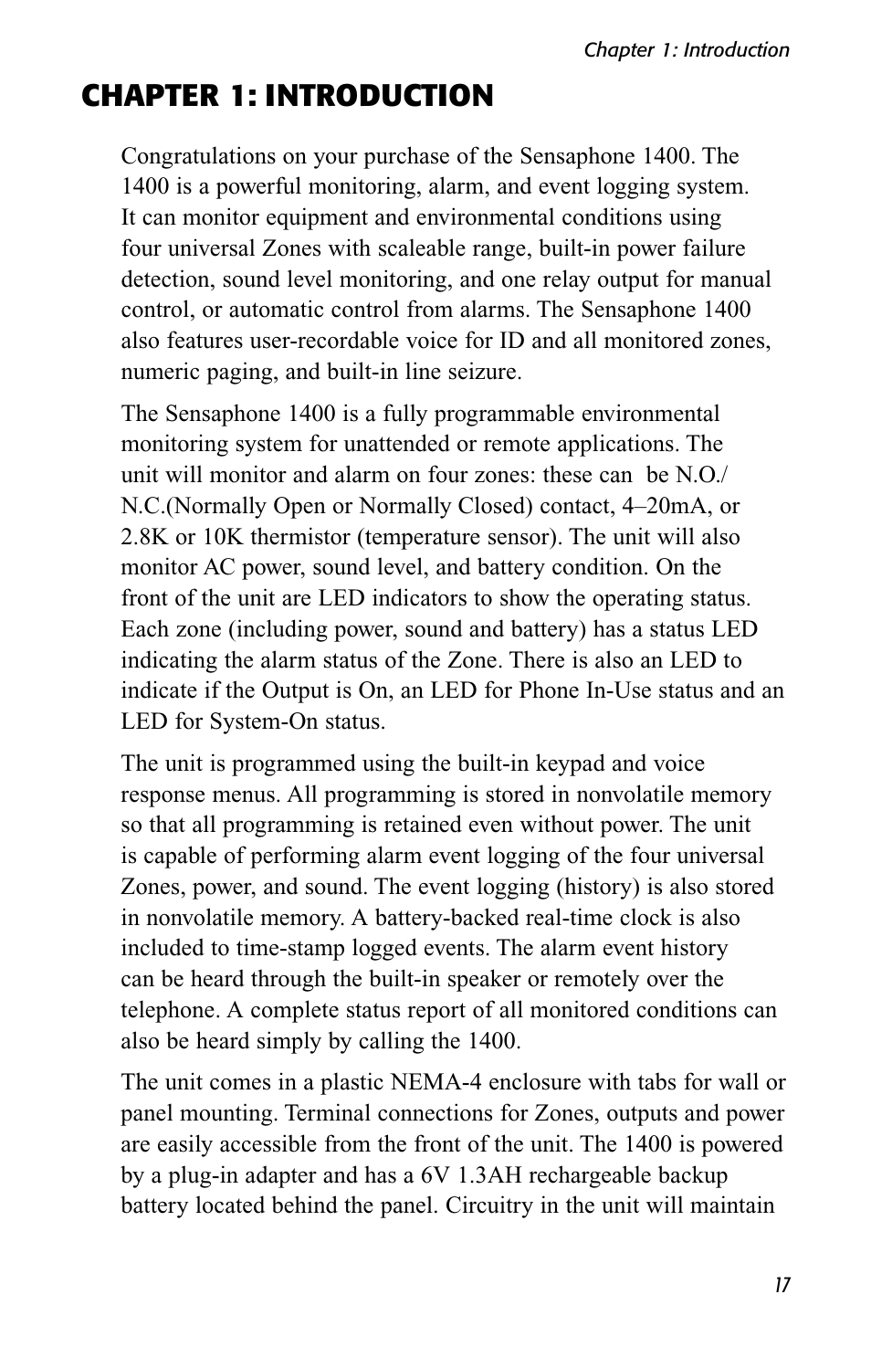 Chapter 1: introduction | Sensaphone 1400 User Manual | Page 19 / 130