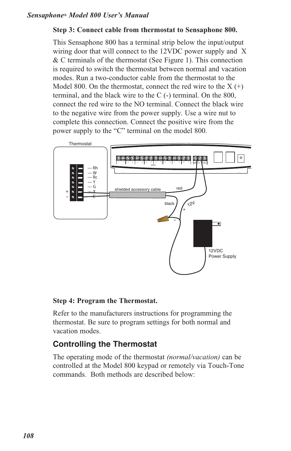 Controlling the thermostat, Sensaphone | Sensaphone 800 User Manual | Page 110 / 136