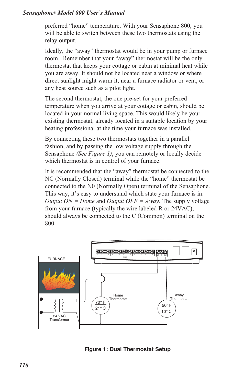 Sensaphone, Figure 1: dual thermostat setup | Sensaphone 800 User Manual | Page 112 / 136