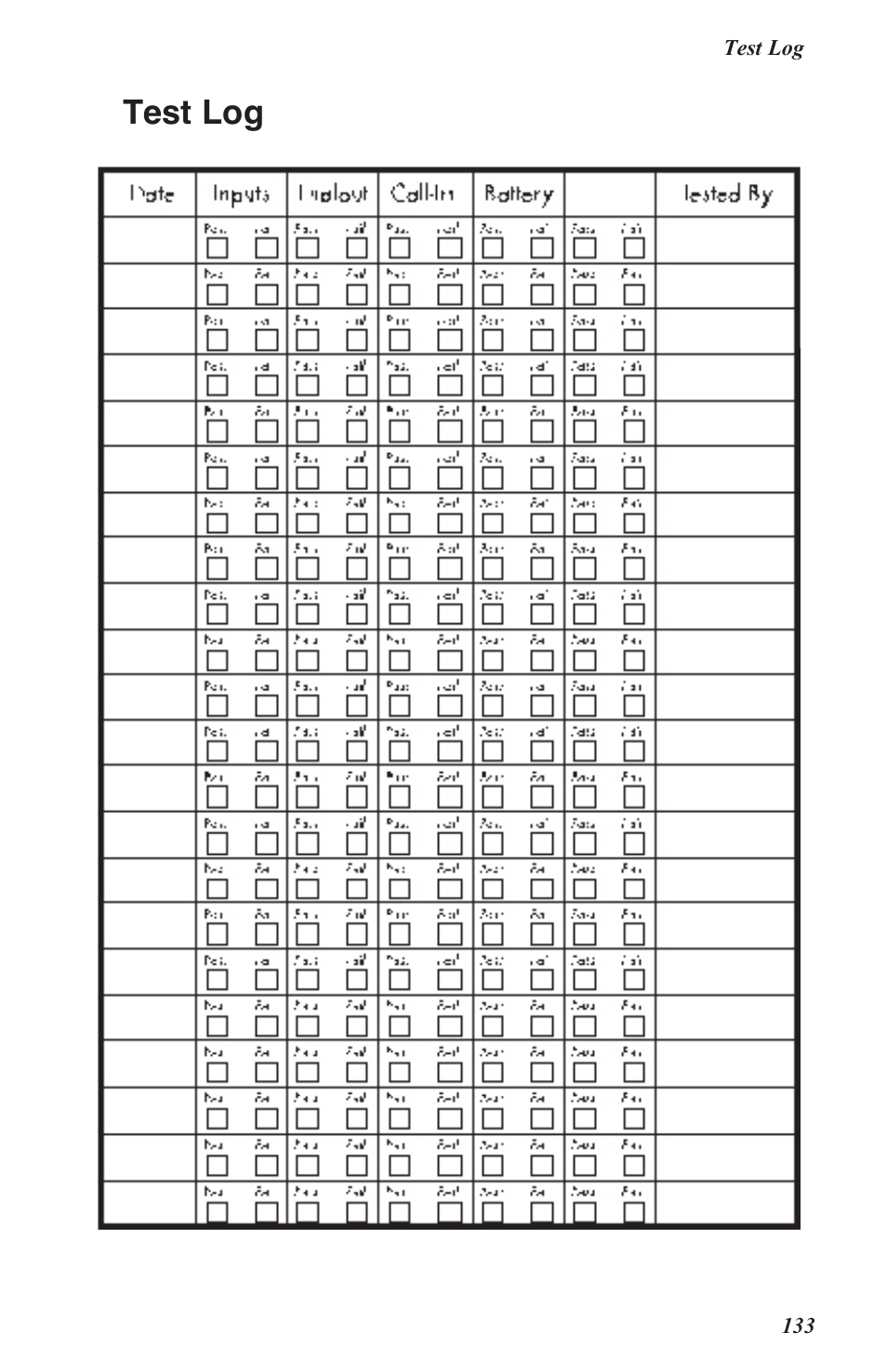 Test log | Sensaphone 800 User Manual | Page 135 / 136