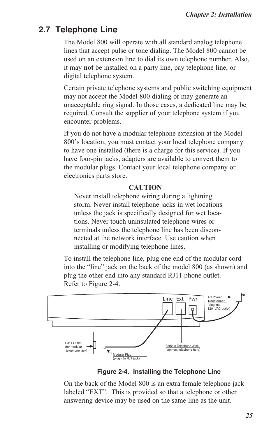 2 .7 telephone line | Sensaphone 800 User Manual | Page 27 / 136