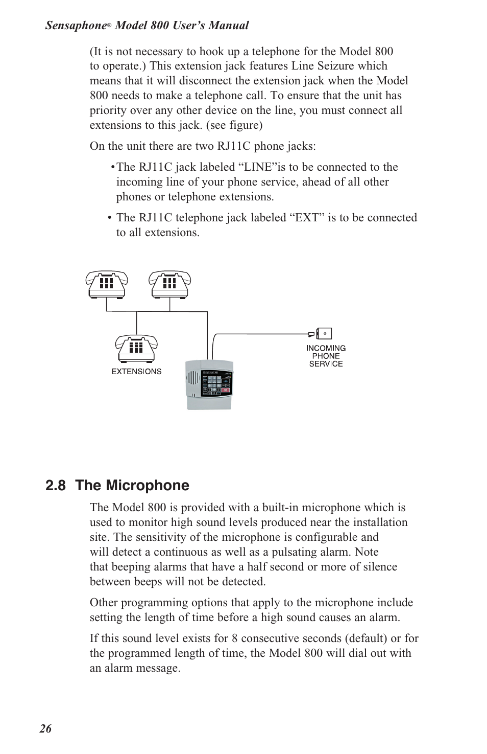 2 .8 the microphone | Sensaphone 800 User Manual | Page 28 / 136