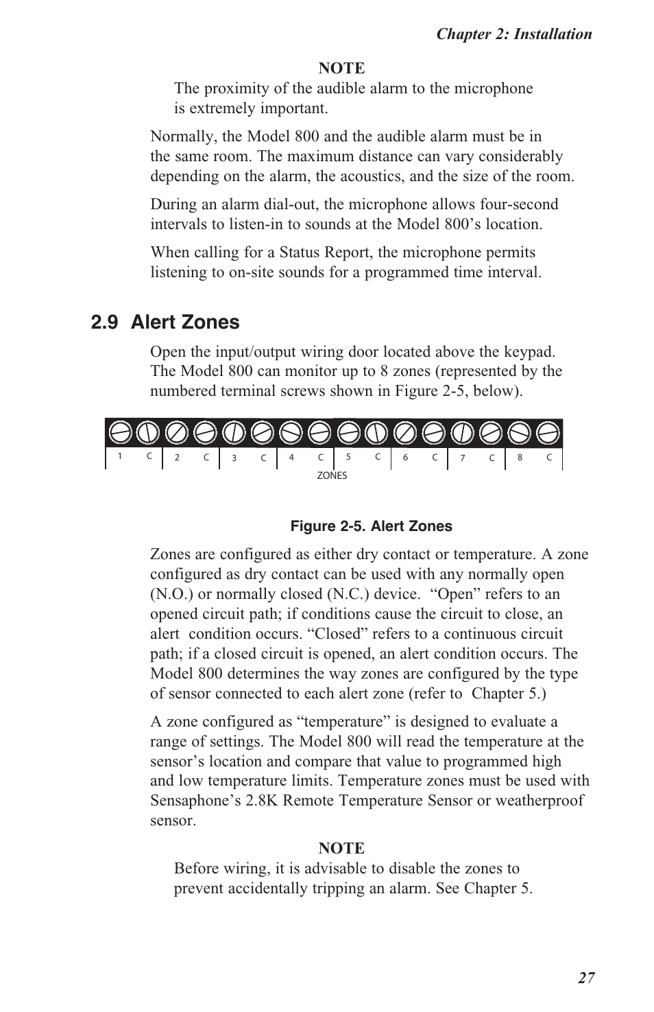 2 .9 alert zones | Sensaphone 800 User Manual | Page 29 / 136