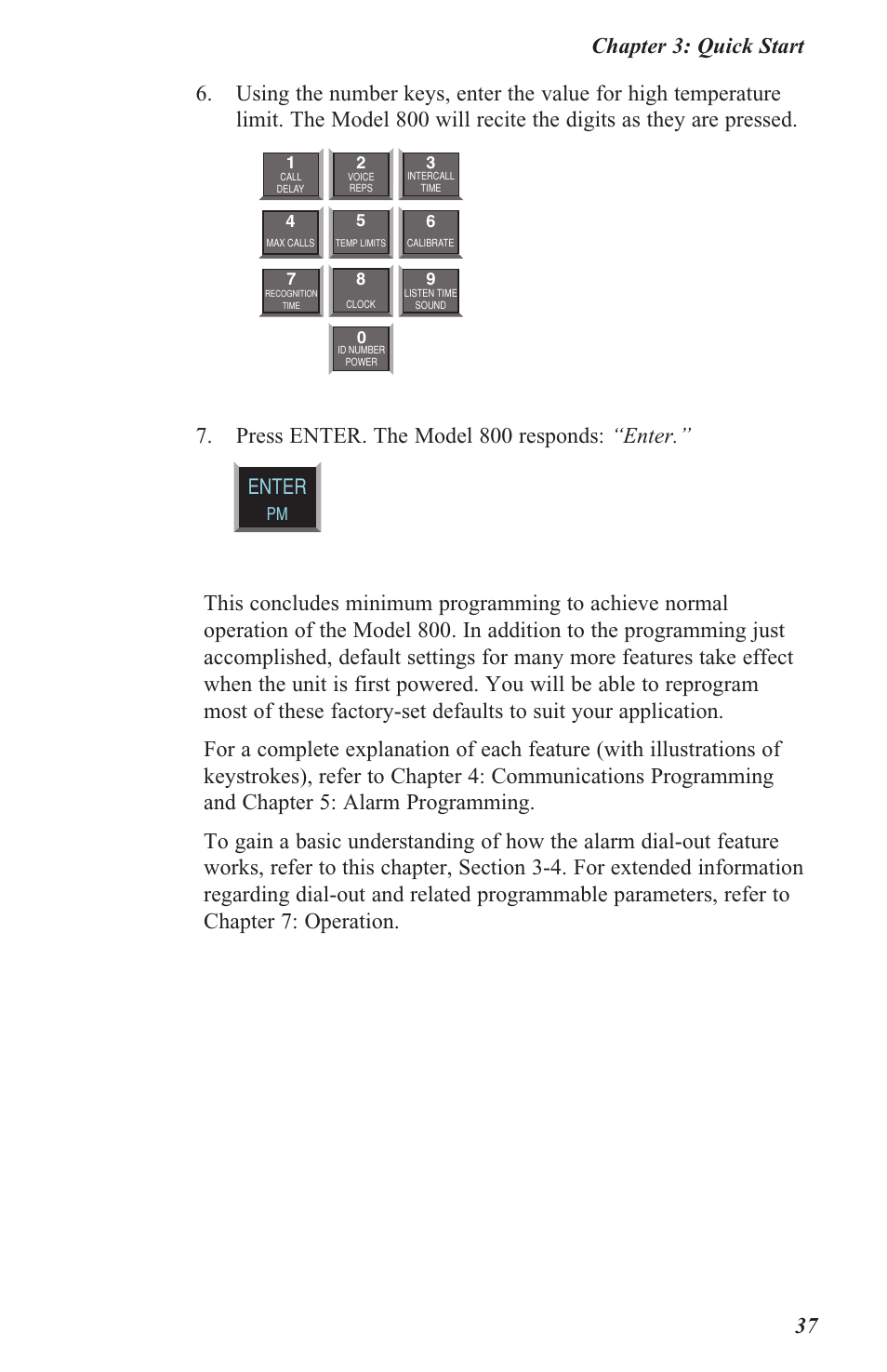 Press enter. the model 800 responds: “enter, Enter | Sensaphone 800 User Manual | Page 39 / 136